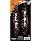 CHROMA 032012 Harley-Davidson 2-Piece Flaming Eagle w/Text Vinyl Decal - Black - 6 x 12 in, Black, Orange and White