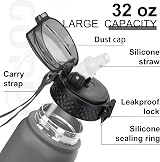 GOPPUS Stainless Steel Water Bottle 1L Double Wall Insulated with Straw view 3