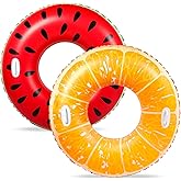 2PCS 48" Fruit Inflatable Pool Floats Adult Large Swim Ring with Handles Pool Inner Tubes,Giant Premium Summer Water Floats Rings Pool Floaties for Summer Pool Party Beach (Fruit,2)