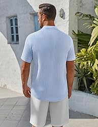 COOFANDY Men's Henley Shirt Short Sleeve Stand