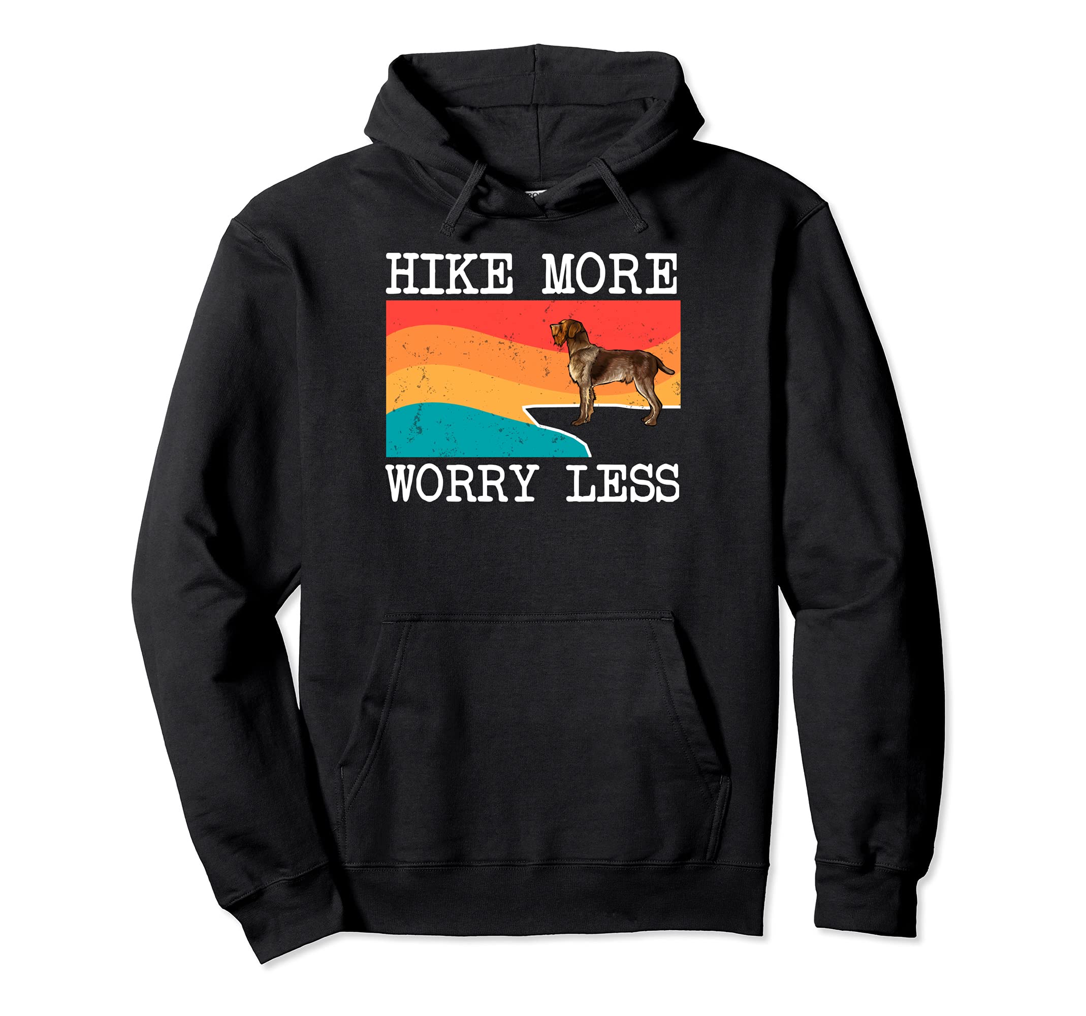 Hike More Worry Less Wirehaired Pointing Griffon Dog Hiking Pullover Hoodie