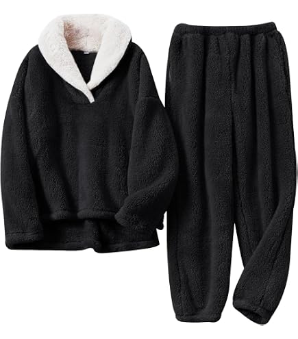Flygo Women Fuzzy Warm Fleece Pajamas Sets Winter Flannel