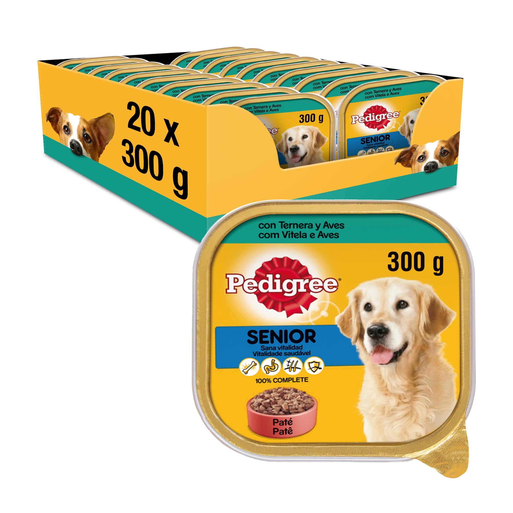 PEDIGREE Senior Wet Dog Food, Beef & Poultry Flavor, 300g (Pack of 20)
