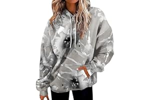 Yesunpxs Womens Casual Printed Hoodies Fashion Long Sleeve Pullover Drawstring Sweatshirts Blouses Loose Tops with Pocket