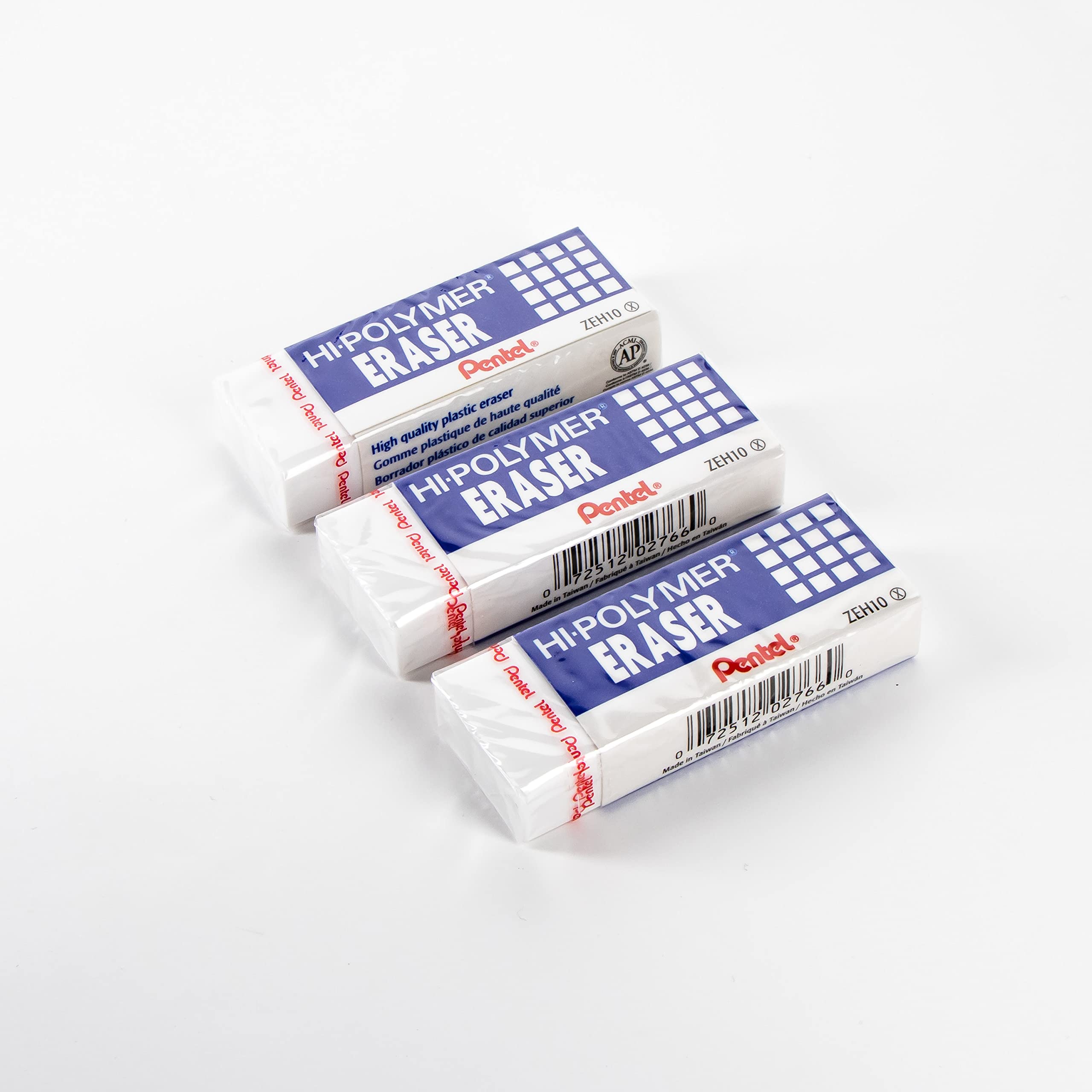 Pentel Hipolymer Block Eraser, Large, 3 Pack, White (ZEH10BP3K6) on Galleon Philippines