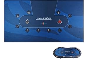 Luckin Sports 108 X 56 inch Texas Hold'em Professional Casino Poker and Gambling Table Cloth Felt. 100% Durable Fabric, Waterproof and Stain Resistant, Washable and Ironable. (Bule/N)