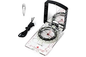 Nihtdoy High-Precision Compass with Mirror for Hiking, Camping, Adjustable Declination, Portable Orienteering Compass with Map Scale & Lanyard, Perfect for Outdoor Navigation and Adventure