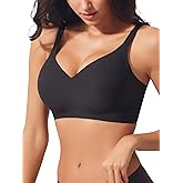 Wireless Bras for Women No Underwire Seamless Push Up Bra Soft V Neck Full Coverage Everyday Bra with Extender