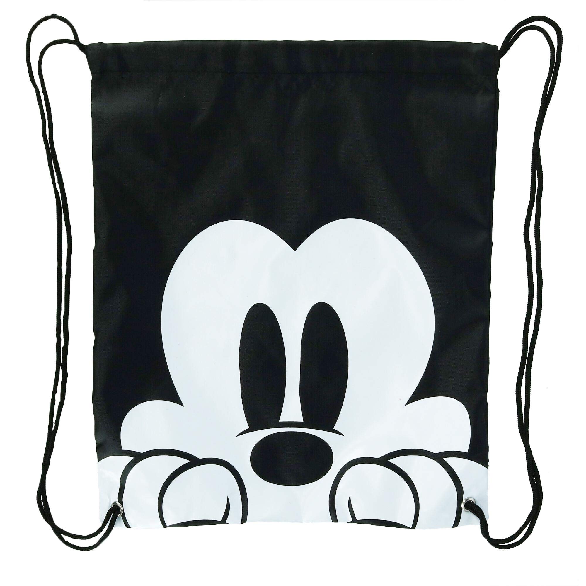 Disney Mickey Mouse Face Drawstring Tote Backpack, Black