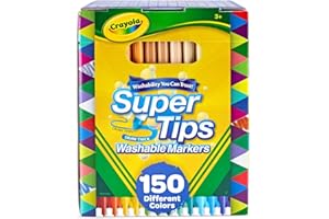 Crayola Super Tips Marker Set (150ct), 2-in-1 Fine Point & Broad Line Markers for Kids, for Kids, Colored Markers for Coloring Books, 3+