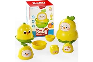 Dimoarch Nesting Dolls for Toddlers 1-3 Cute Fruit Animal Stacking Toy Cups Interactive Sensory Sorting Game Fun Birthday Gifts for Boys and Girls 18 Months+ (Yellow)