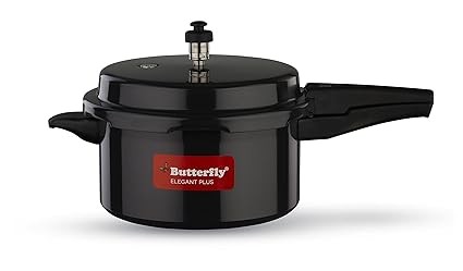 Butterfly  Elegant Plus 3 Ltr Elegant Plus Induction Base Hard Anodised Aluminium Pressure Cooker, 3 Litres