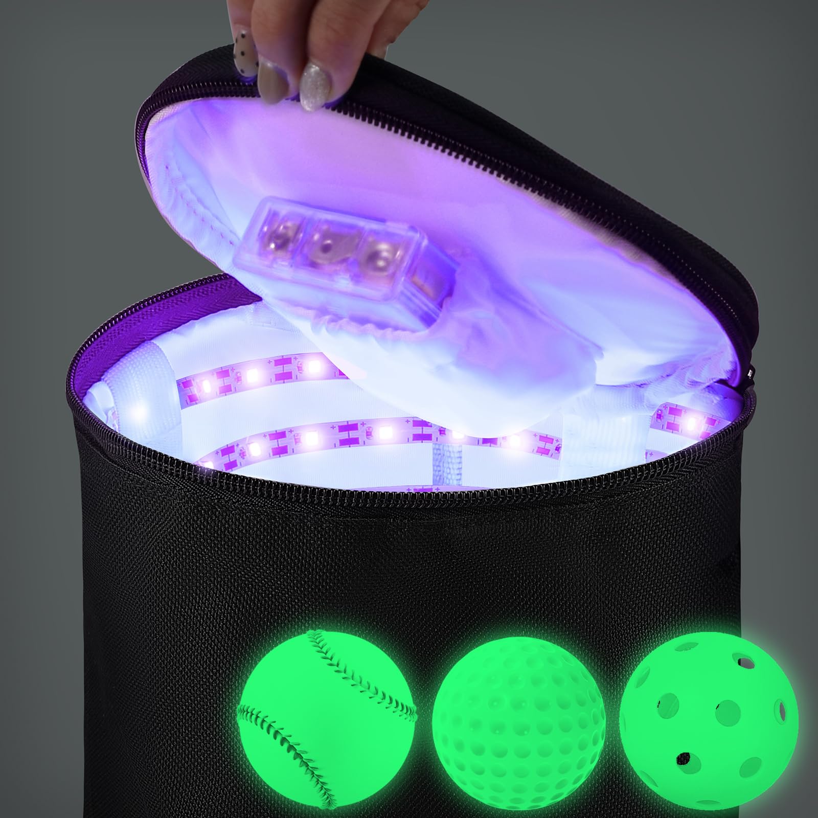 Photo 1 of Hiboom 5.9 Inch UV Light Quick Charger Large LED Recharging Bag for Glow in The Dark Kickball Dodgeball Soccer Football Basketball Volleyball in The Dark Game Teen Adult Sport Enthusiast