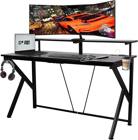 COZUHAUSE K-Shaped Gaming Desk