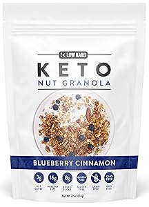 Low Karb - Keto Blueberry Nut Granola Healthy Breakfast Cereal - Low Carb Snacks & Food - 3g Net Carbs - Almonds, Pecans, Coconut and more (22 oz) (1 Count)