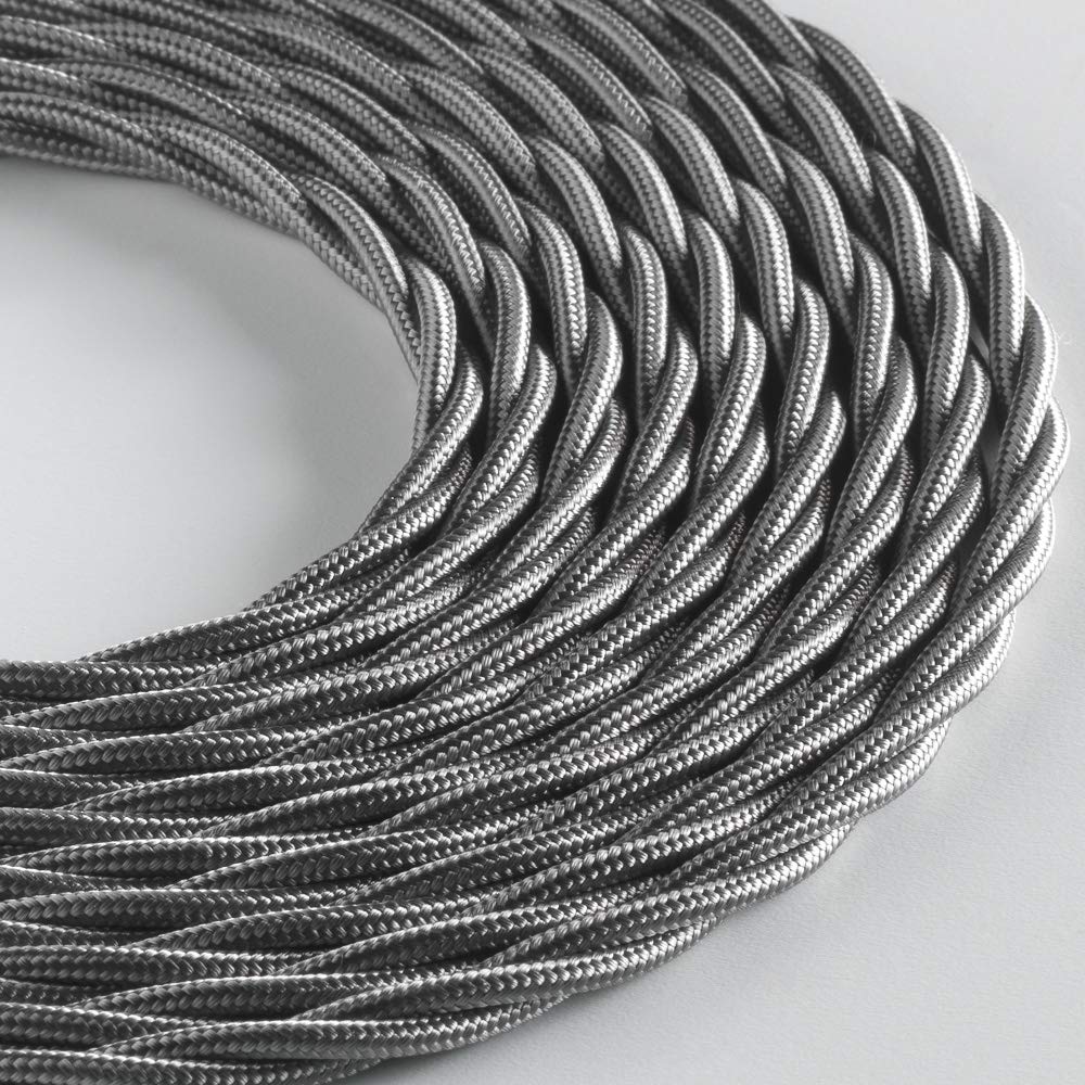 LUMIÈRE Braided Textile Cable for Lighting 3 x 0.75 mm Iron Grey 10 m Maximum Anti-Shock Safety!