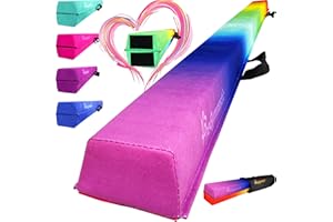 PreGymnastic 6FT/8FT/9.5FT Folding Balance Beam for Kids Ages 3-12, Foldable Gymnastics Floor Beam-Extra Firm Suede Cover with Carrying Bag for Home-Gym Equipment for Toddler Teenager