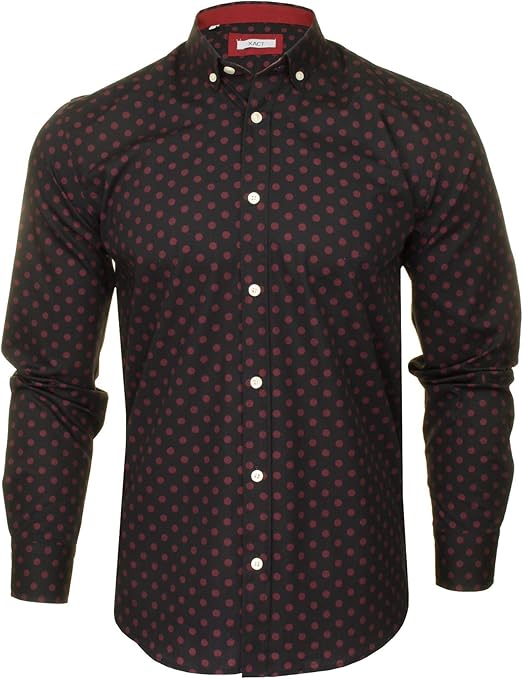 Xact Mens Polka Dot Shirt Long Sleeved Mod Vintage Amazon.co.uk