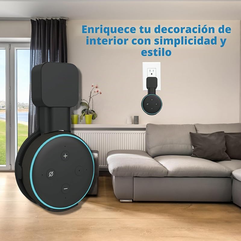Suporte de parede 2X para Dᴏt 3, suporte para coluna de tomada Smart Home para suporte de coluna de 3.ª geração Dᴏt, gestão integrada de cabos, compatível com Google Nest (preto) — foto 8 de 8