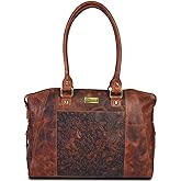 VALENCHI Genuine Real Leather Tote Bag/Purse For Women - Flower Embossed Design | Work, Travel, Leather Handbags, Work, Travel