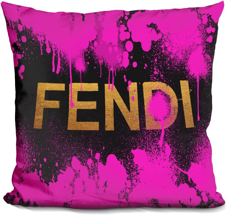 LiLiPi Fendi Gold with Pink Decorative Accent Throw Pillow