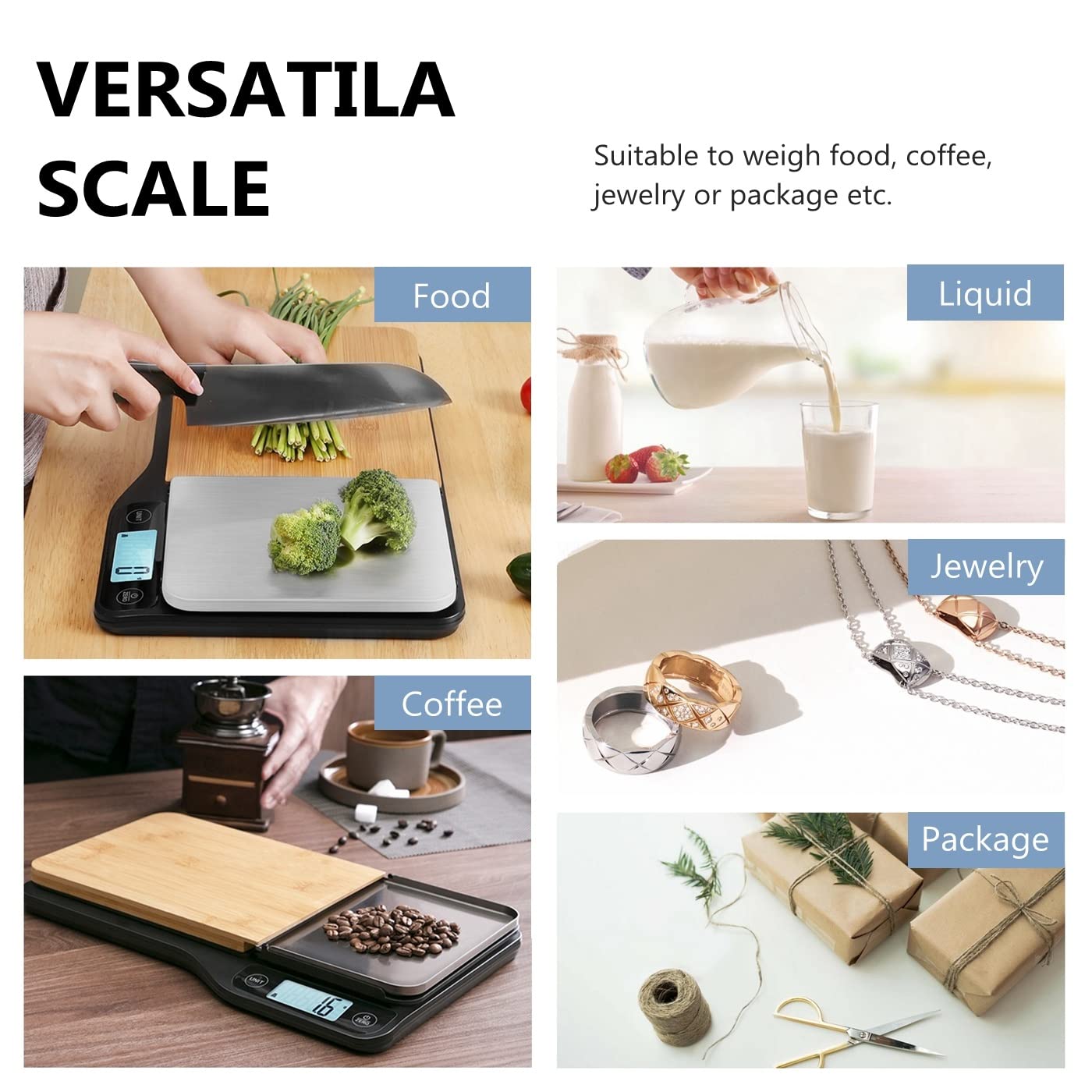 NUTRI FIT Food Scale - 3 in 1 Digital Kitchen Scale, Weight Grams and Ounces with Removable Cutting Board & Tray, LCD Display, 11lb 5kg, Easy for Cooking Baking & Meal Prep, Batteries Included