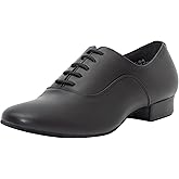 Linodes Men's Latin Dance Shoes 1 Inch Leather Sole Ballroom Salsa Tango Waltz Character Shoe