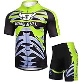 Men's Cycling Jersey Set - Reflective Quick-Dry Biking Shirt and 3D Padded Cycling Bike Shorts Green