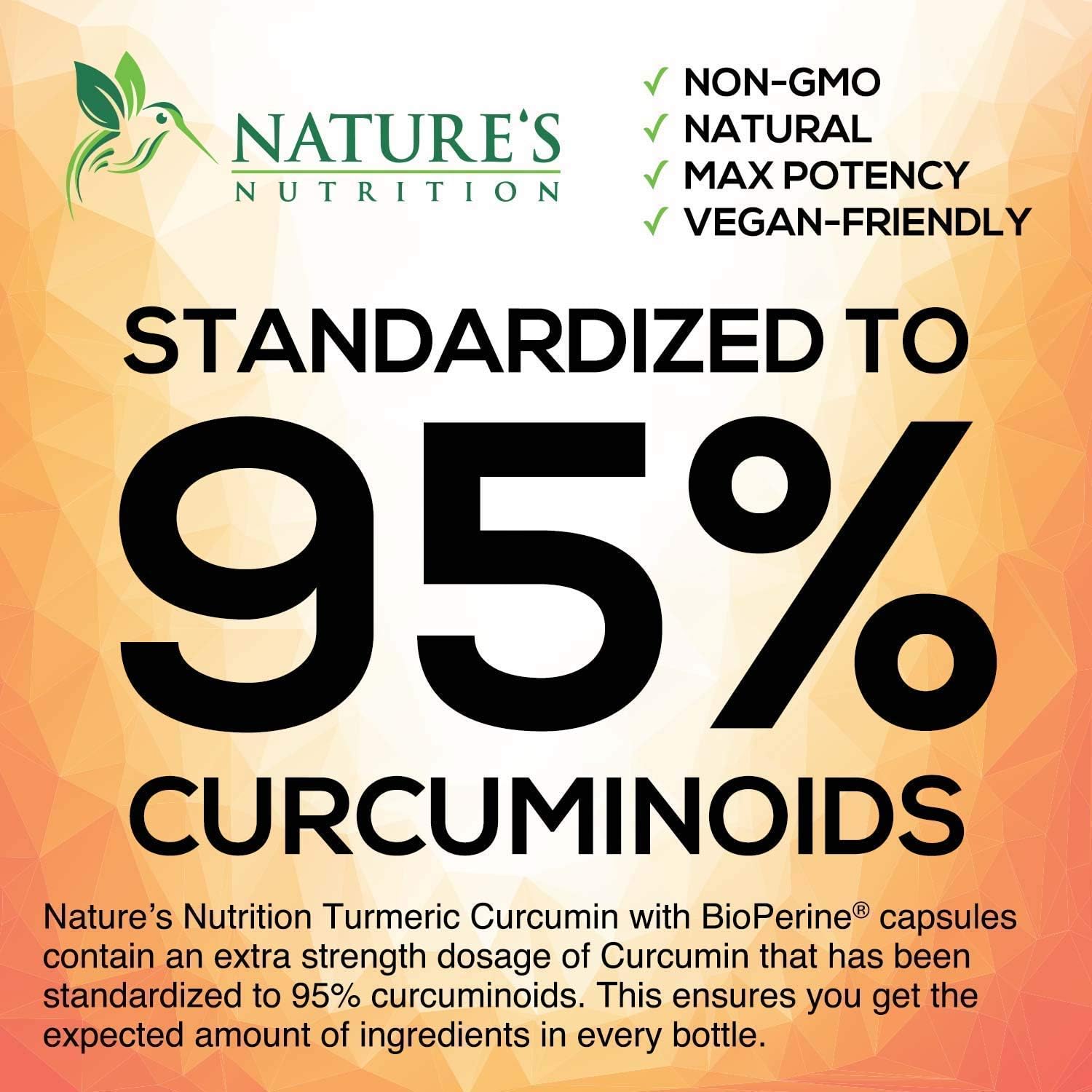 Turmeric Curcumin with BioPerine 95% Curcuminoids 1950mg with Black Pepper for Best Absorption, Made in USA, Most Powerful Joint Support, Turmeric Supplement Pills by Natures Nutrition - 180 Capsules: Health & Personal Care