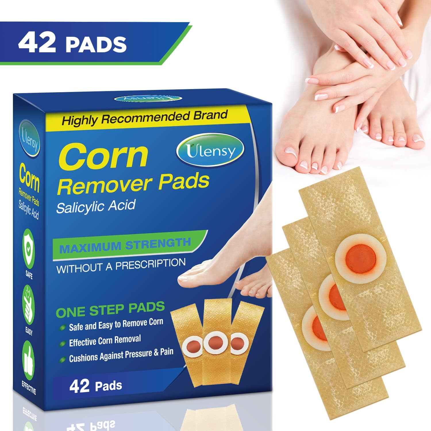 Corn Remover, 42 Corn Remover Pads, High Efficacy Corn Treatment Pads, Toe and Callus Corn Removal, Best Corn Remover Pads for Foot Corn Removal, 42 Pads: Health & Personal Care