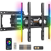 Perlegear Full Motion TV Wall Mount with LED Light for 26&ndash;65 inch TVs | Max VESA 400x400mm, RGB backlight with music sync for immersive viewing, swivel, tilt and leveling, up to 99 lbs