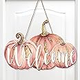 Amazon.com: Soaoo Fall Door Sign Pink Pumpkin Wood Decor Welcome Autumn ...