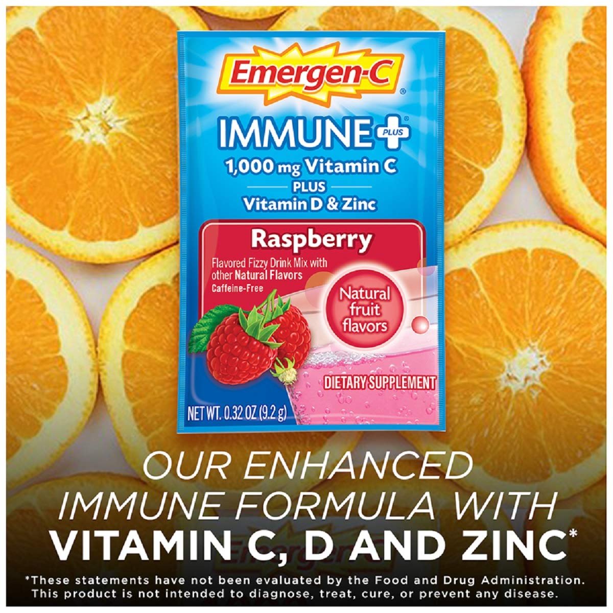 EmergenC Immune+ Vitamin C 1000mg Powder, Plus Vitamin D And Zinc (30