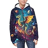 WELLFLYHOM Boys Zip Hoodie 6-16 Graphic Sweatshirt Long Sleeve Sweater Kangaroo Pocket Sweatshirt Tops