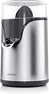 Arendo - Edelstahl Zitruspresse elektrisch - 100 Watt - Zitronenpresse Orangenpresse Limettenpresse - Start-Stopp-Automatik - großer und Kleiner Presskegelaufsatz - Siebeinsatz - BPA frei