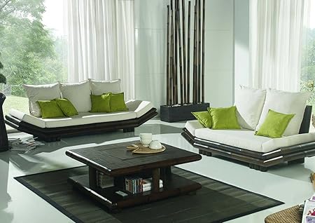 Bambus-Sitzgruppe Bambussofa Bambussitzgruppe Bambussessel in schwarz