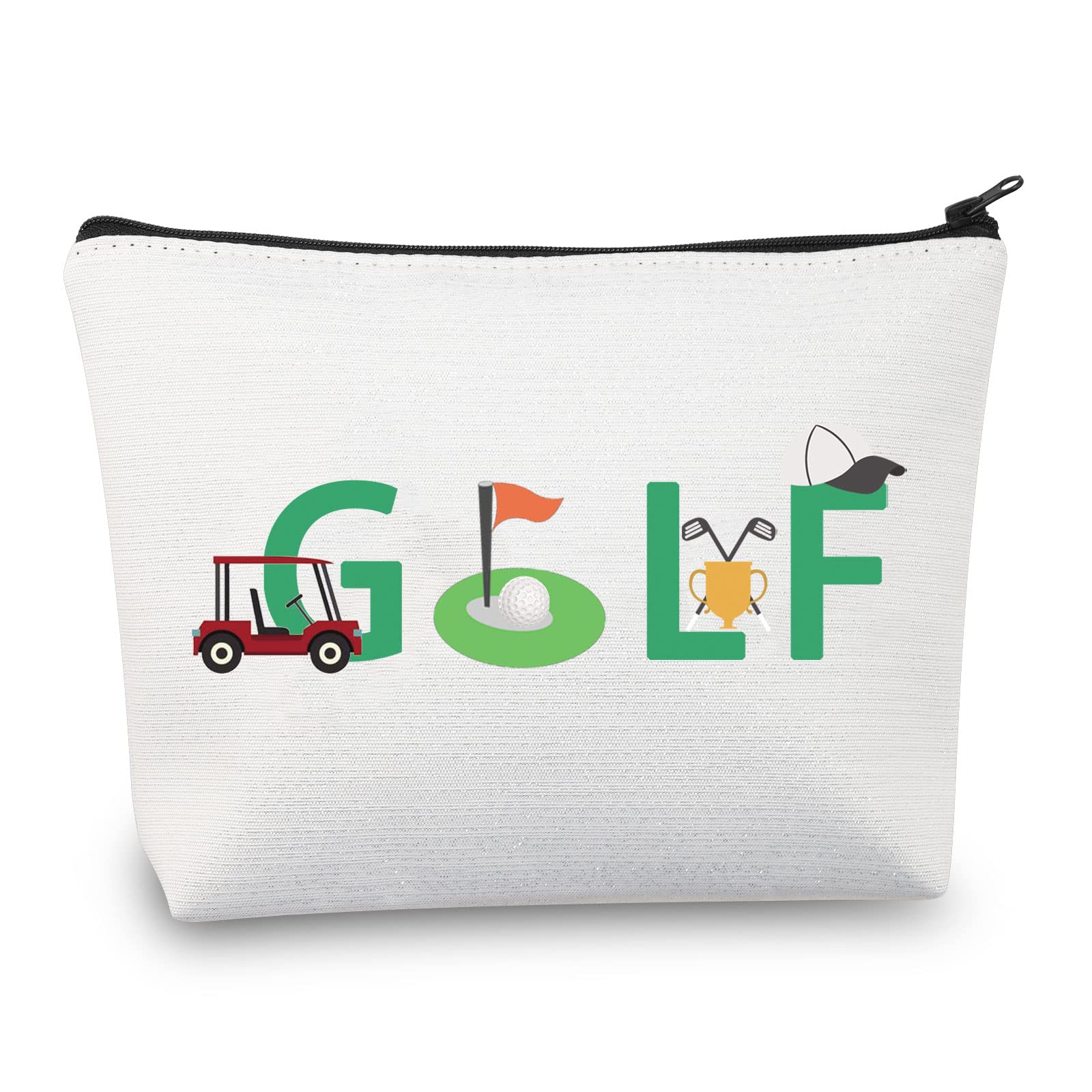 Golf Gifts Golf Zipper Makeup Bag Ladies Golf Cosmetic Bag Golf Player Gifts Golf Lover Gifts for Women Golfers Travel Bag (Golf White Bag)