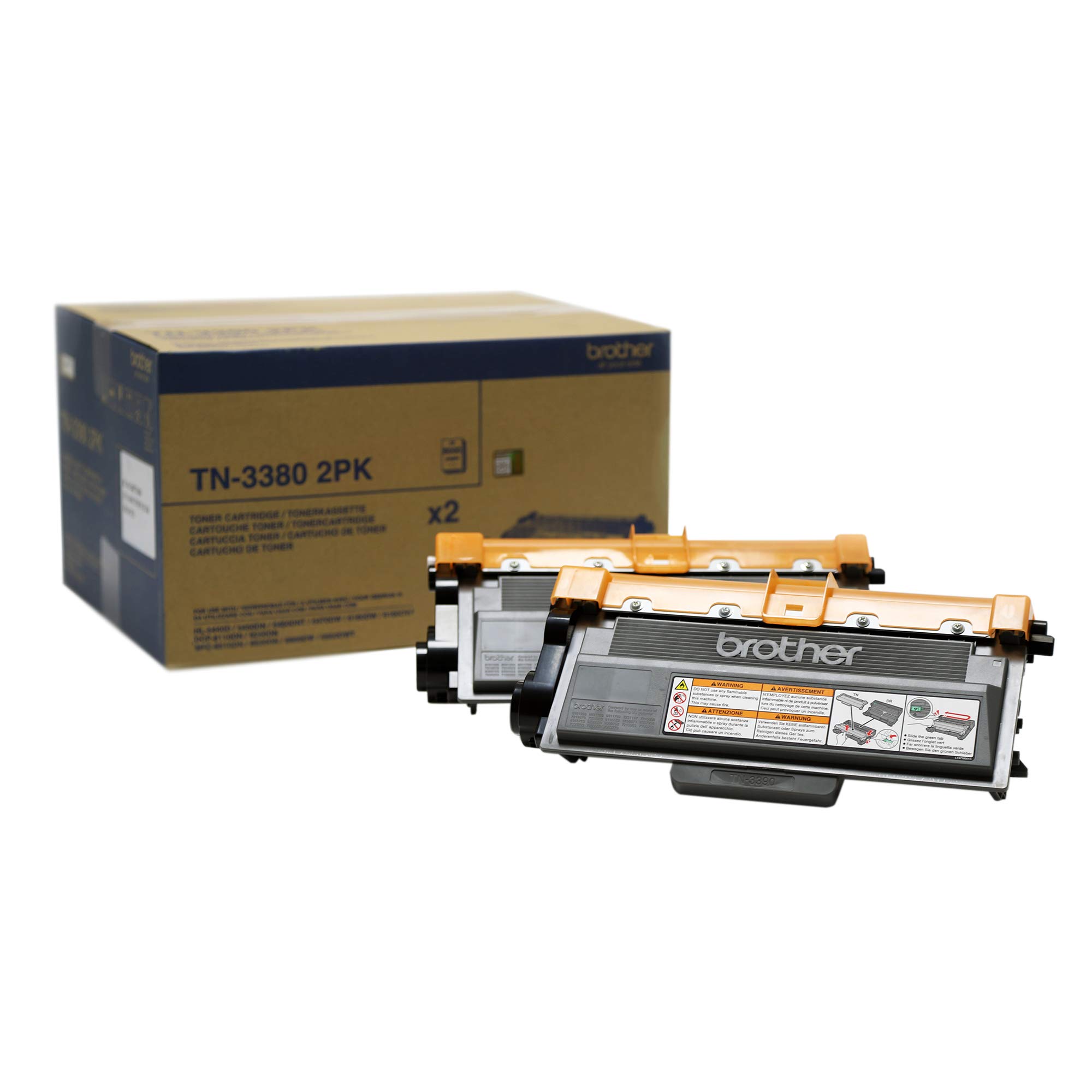 Brother TN-3380 Toner Cartridges, Black, Twin Pack, High Yield, includes 2 x Toner Cartridges, Brother Genuine Supplies, One Size