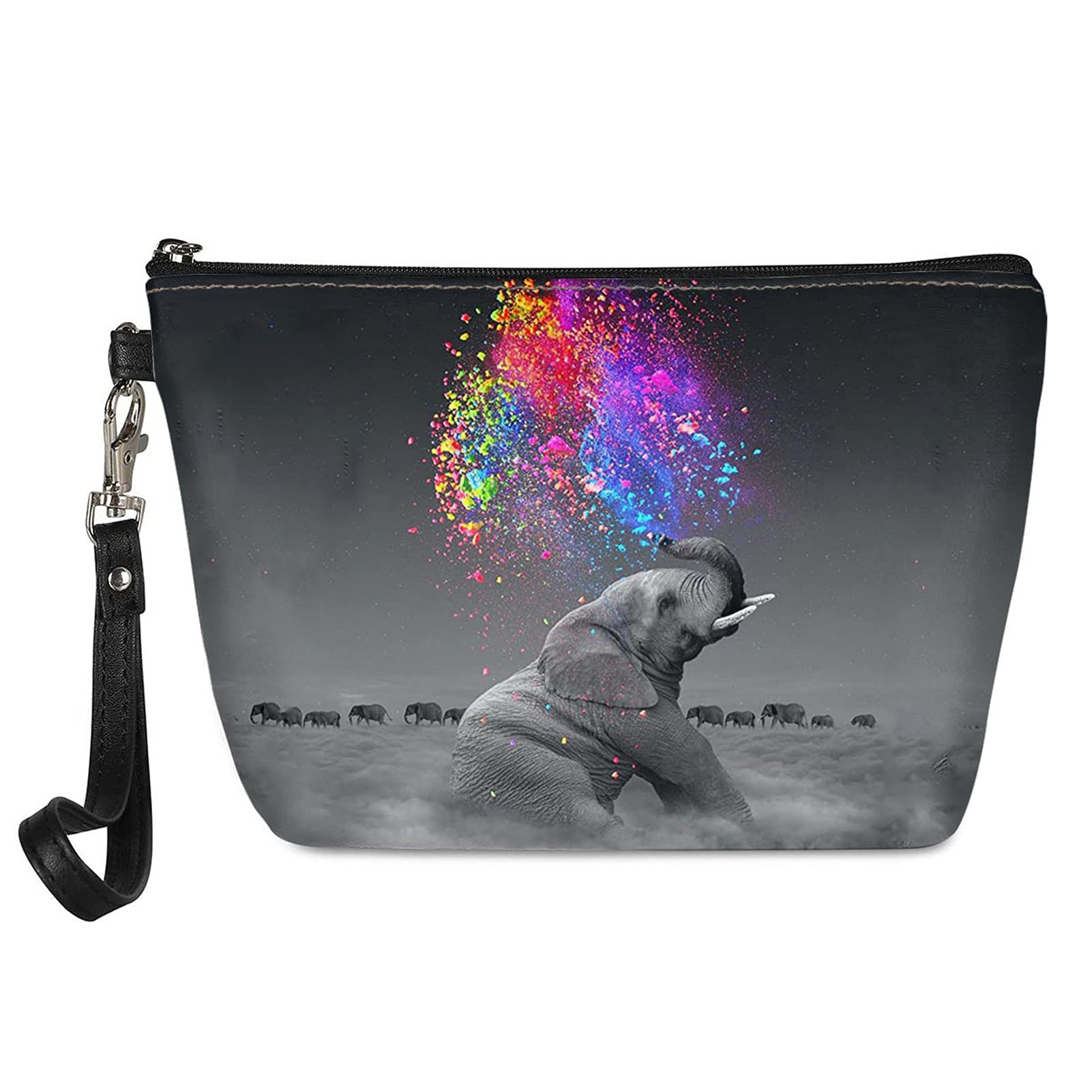 Showudesigns Elephant Makeup Bag Small Cosmetic Bag Women Toiletry Pouch Zipper Bag Office Supplies Travel Accessories Grey