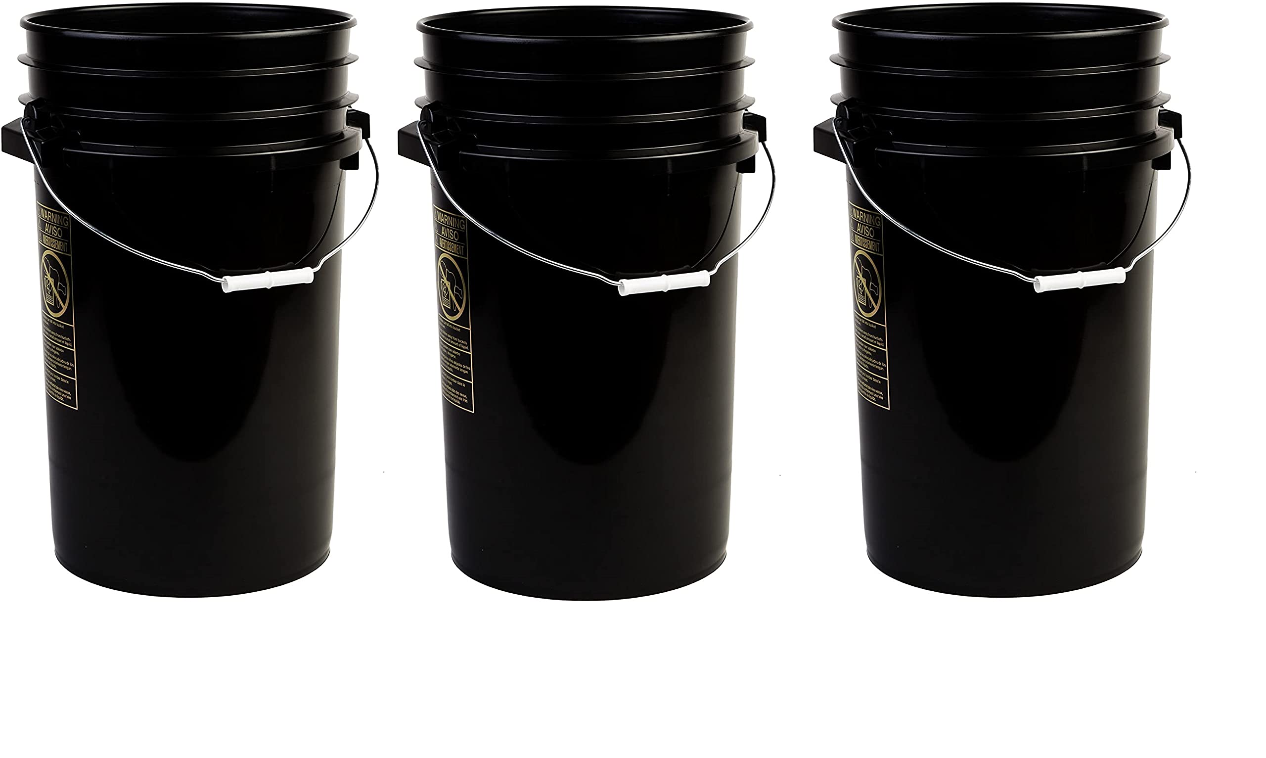 Hudson Exchange Premium 7 Gallon Bucket, HDPE, Black (Thrее Расk, Black)