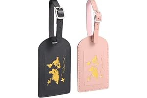Generic 2pcs Luggage Tag, Baggage Address Tags with Adjustable Strap, Privacy Protection, Black, Pink