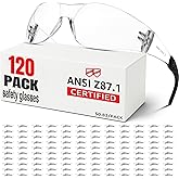 Hoqiwild ANSI Z87.1 Clear Safety Glasses Bulk 120 pack, Safety Glasses for men and women, Scratch&Impact-Resistant Clear Protective Glasses for construction, lab, in-/outdoor work