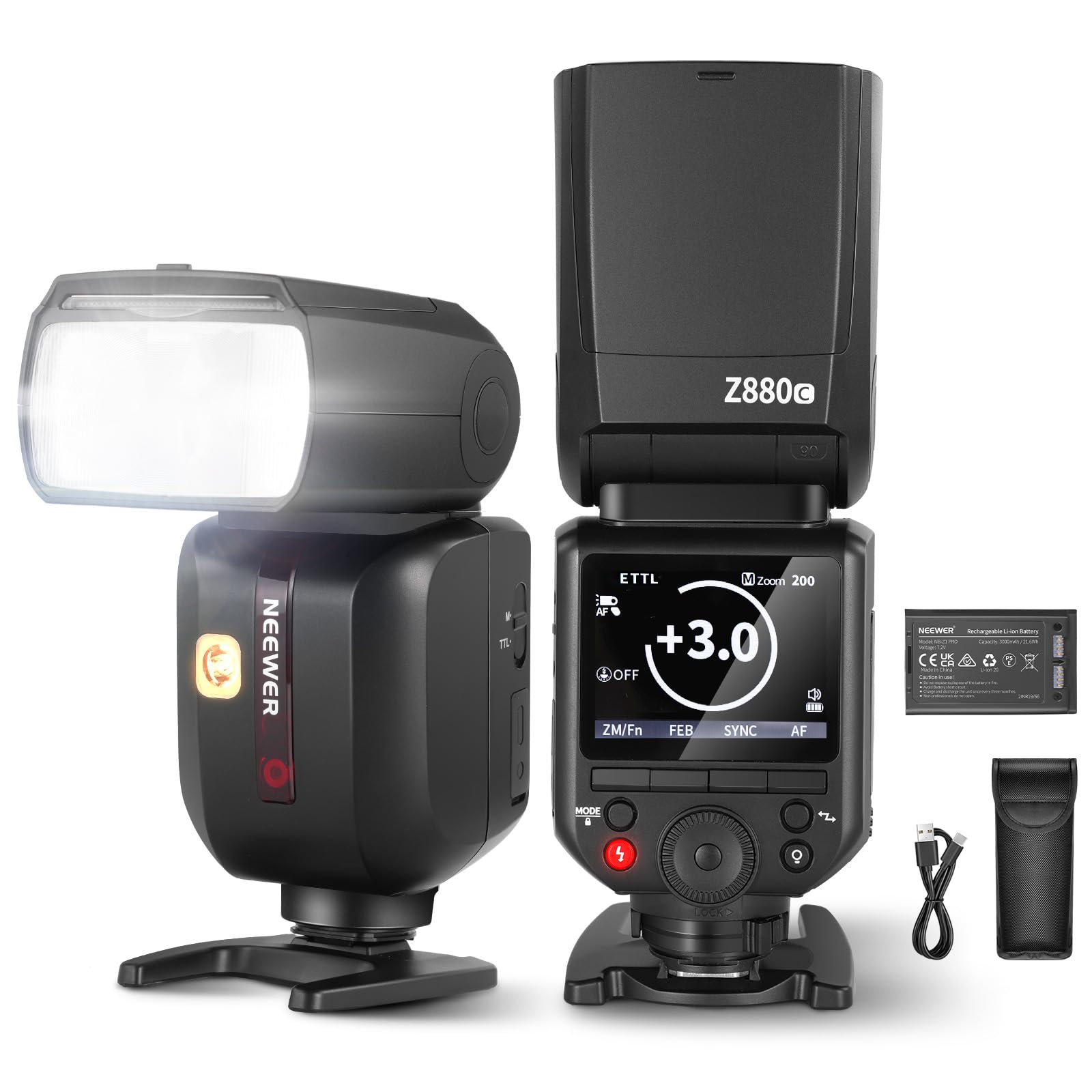 Photo 1 of NEEWER Z880-C 2.4G 76Ws TTL Camera Flash Speedlite Compatible with Canon, Upgraded UI, Adjustable Modeling Lamp, TTL/M Quick Switch TCM Key, 1/8000s HSS 7.2V/3000mAh Battery 600 Full Power Flash