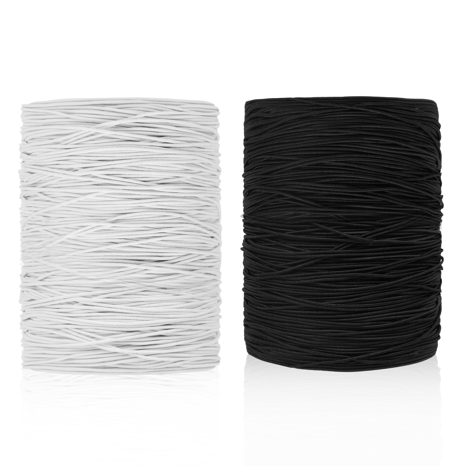 AUAUY 1mm x 100m Elastic Cord, 2PCS Black+White Durable Stretchy String for DIY Jewelry Making, Bracelets, Necklaces, Crafts, Decorations