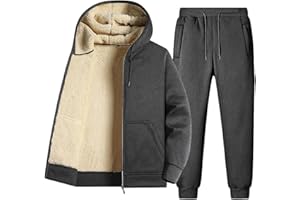 Men's Fleece Tracksuit 2 Piece Set Thick Warm Zipper Jacket And Pants Fleece Lined Outdoor Sportswear Winter Suit