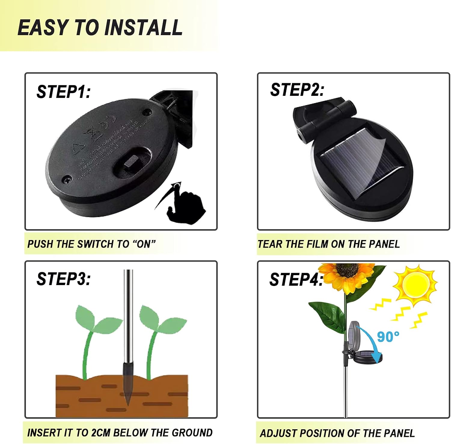 IOYOI Solar Sunflower Lights, Outdoor Decorative Solar Lights, Waterproof Solar Powered Sunflower Lights, Garden Solar Stake Lights for for Patio Lawn Garden Yard Pathway Decoration : Garden & Outdoor