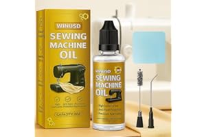 WINUSD 2OZ Sewing Machine Oil, 4Pcs Sewing Machine Accessories Lubricant Kit for Moving Parts of Manual or Electric Sewing Machines with Needle Tip, Double Head Brush and Towel, Clear Light Machine Oil