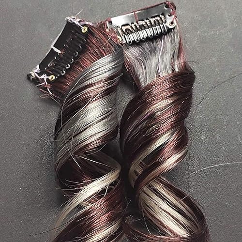 Amazon Com 8 Inch Red Silver Clip In Human Hair Extensions Handmade