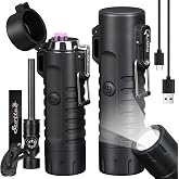 Scotte Plasma Windproof arc Lighter Electric Lighter and LED Flashlight - 2 in 1 (Black)/5-in-1 Magnesium Fire Starter for Emergency Survival Kits, Camping, Hiking, All-Weather Magnesium Ferro Rod