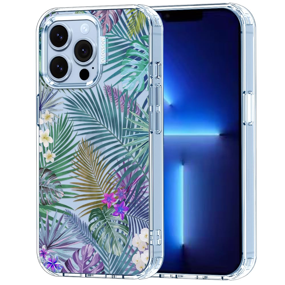 MOSNOVO Case for iPhone 13 Pro, [Buffertech 6.6ft Military-Grade Drop Protection] [Anti Peel Off Tech] Clear TPU Bumper Phone Case Cover Design - Tropical Rainforests — image 1